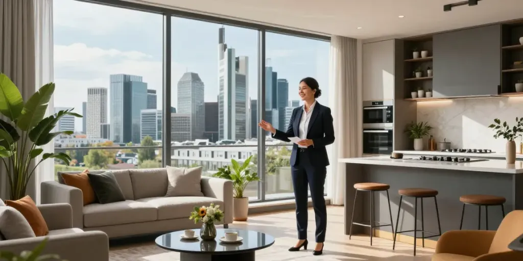 Bester Immobilienmakler Frankfurt präsentiert modernes Apartment mit Skyline-Blick